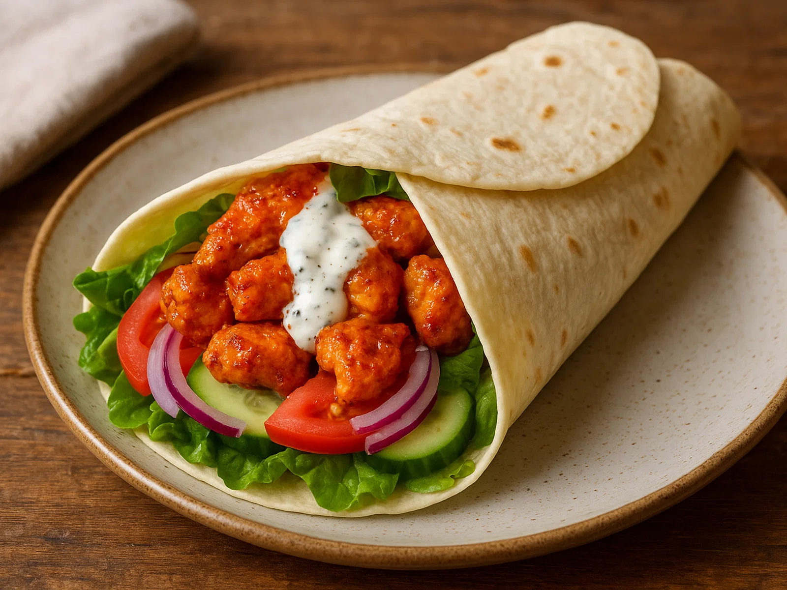 Scharfer Buffalo-Hähnchen-Wrap