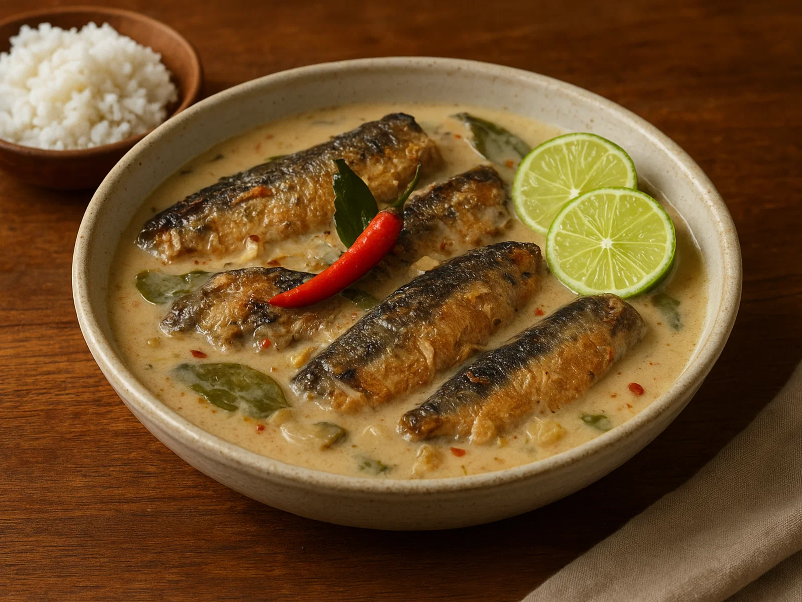 Tinapa in Kokosmilch (Philippinischer geräucherter Fisch-Eintopf)