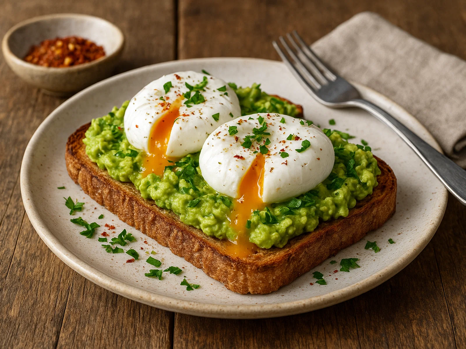 Avocado-Toast mit pochierten Eiern