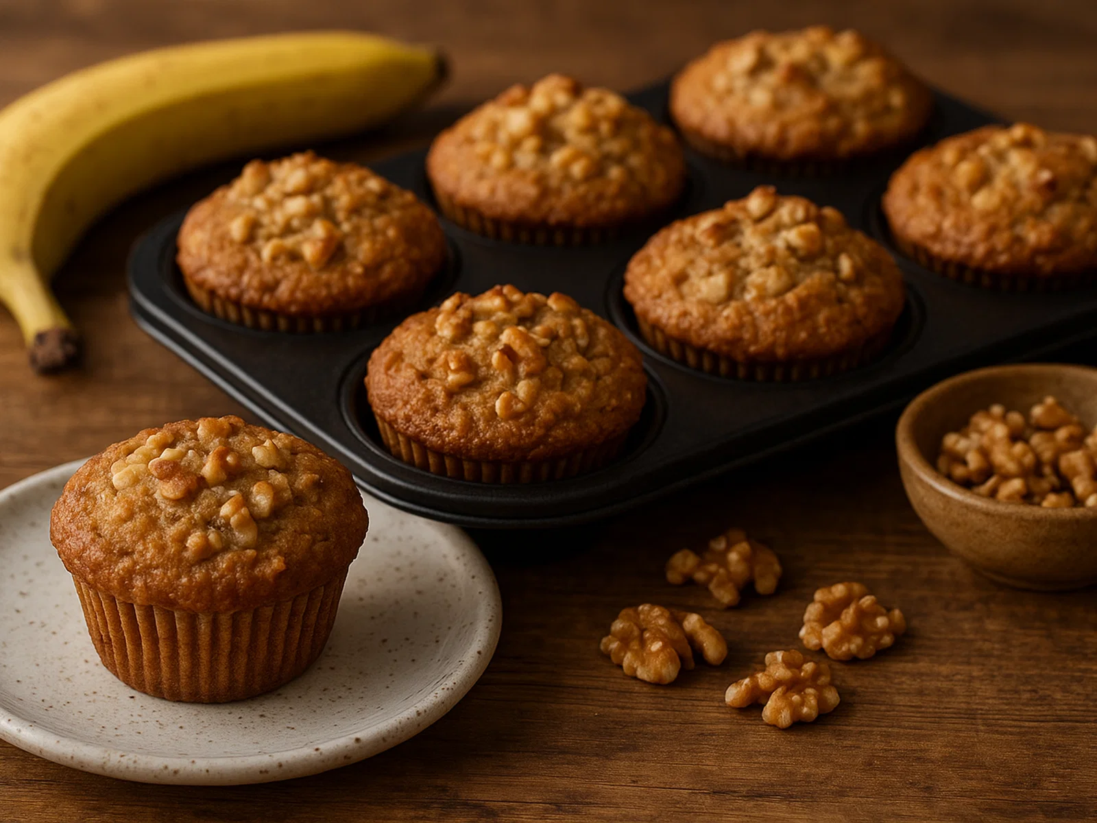Saftige Bananen-Nuss-Muffins