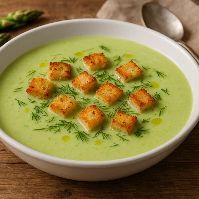 Spargelcremesuppe mit Croutons