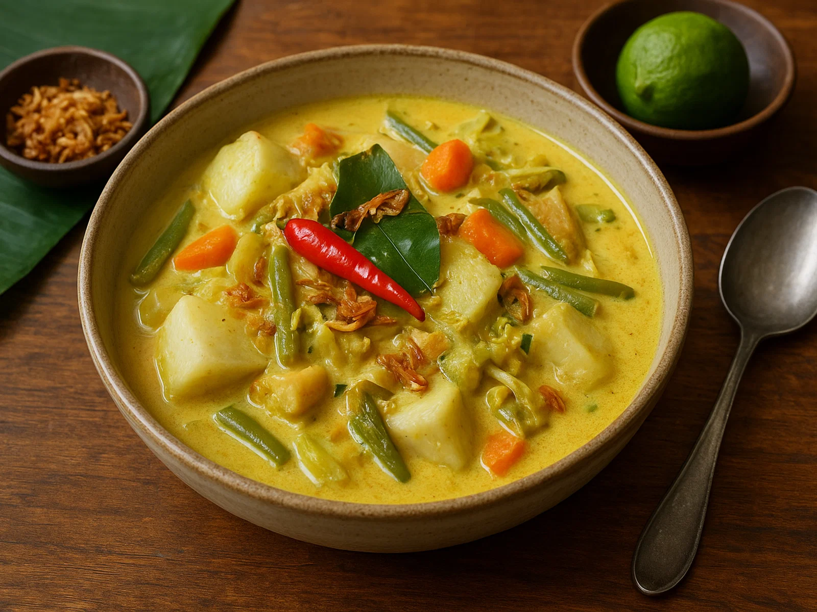 Lontong Sayur – Indonesischer Reiswürfel-Gemüsecurry