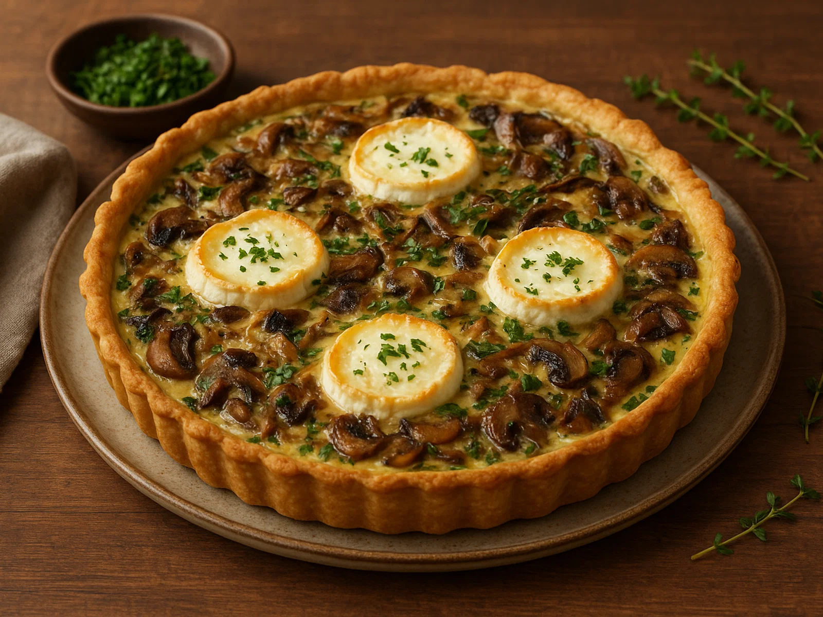 Herzhafte Pilz-Tartes mit Ziegenkäse