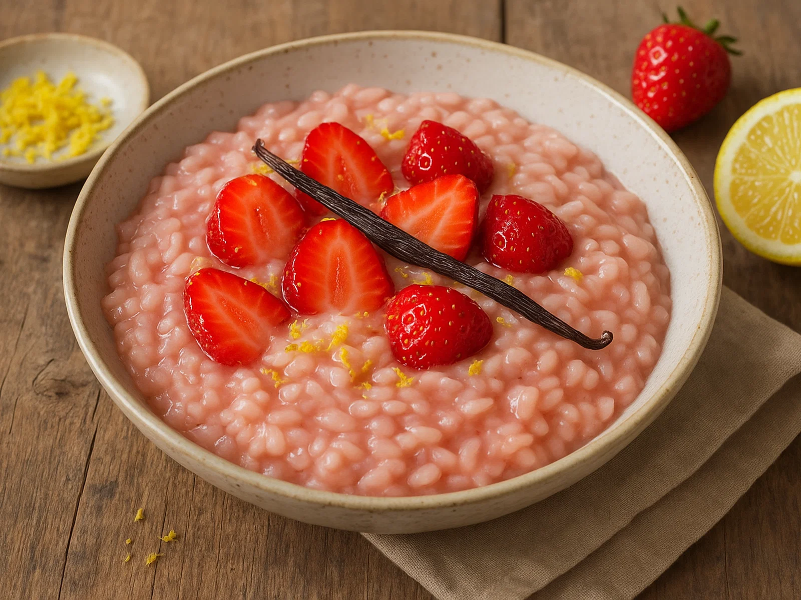Cremiges Erdbeer-Risotto mit Vanille und Zitrone