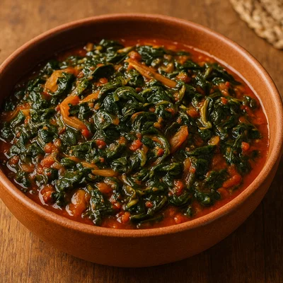Gboma Frita – Westafrikanischer Spinat-Tomatentopf