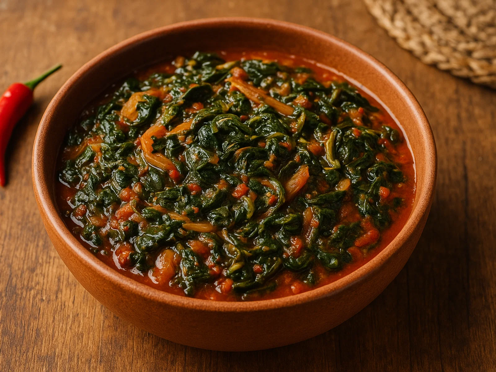 Gboma Frita – Westafrikanischer Spinat-Tomatentopf