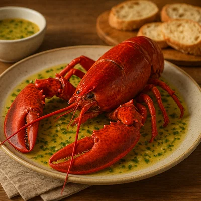 Manx Hummer mit Knoblauch-Buttersauce