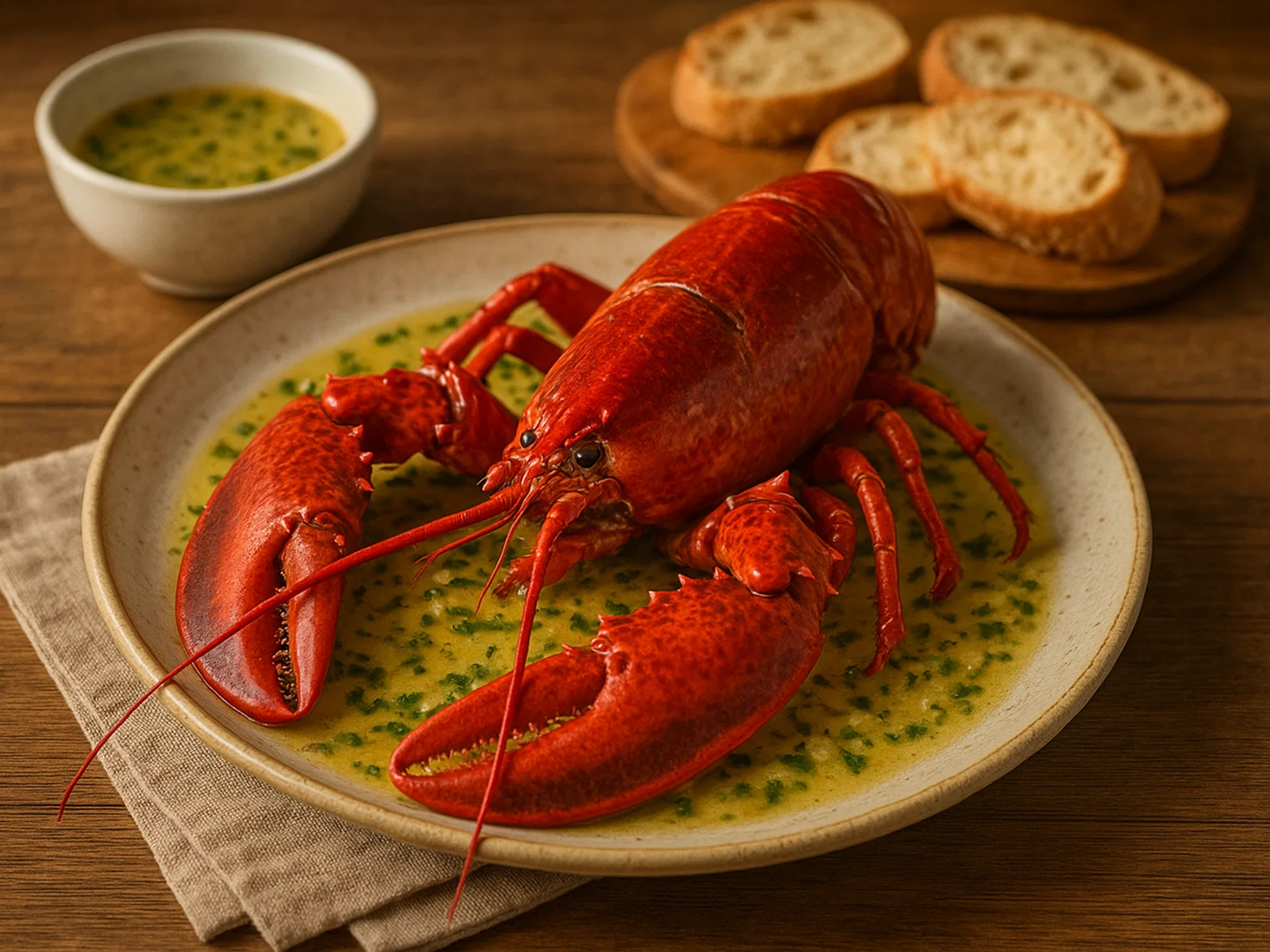 Manx Hummer mit Knoblauch-Buttersauce