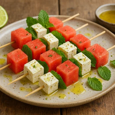 Melonen-Feta-Spieße mit Minze