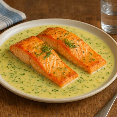 Gebackener Lachs in Honig-Dill-Soße