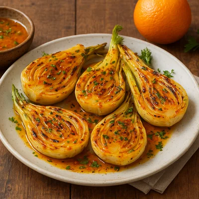 Gegrillter Fenchel mit Orangen-Chili-Glasur