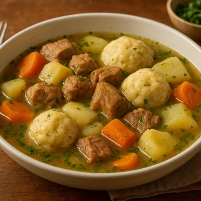Neuseeländischer Boil Up mit Wurzelgemüse und Teigklößen