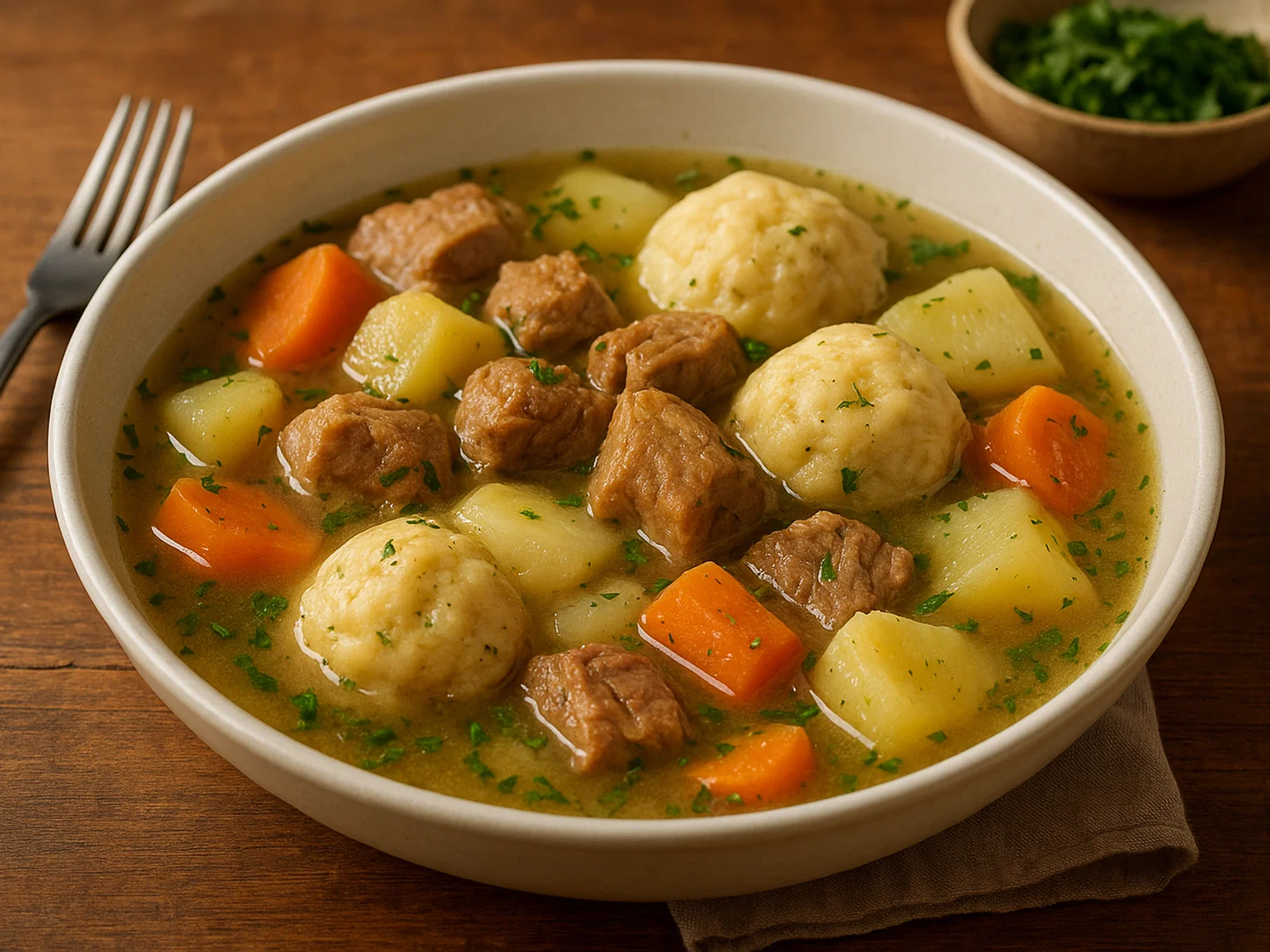 Neuseeländischer Boil Up mit Wurzelgemüse und Teigklößen