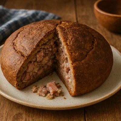 Finnischer Kalakukko (Fisch‑Schweinefleisch‑Brot aus Roggenteig)
