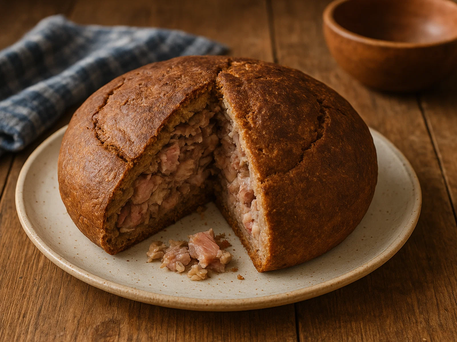 Finnischer Kalakukko (Fisch‑Schweinefleisch‑Brot aus Roggenteig)