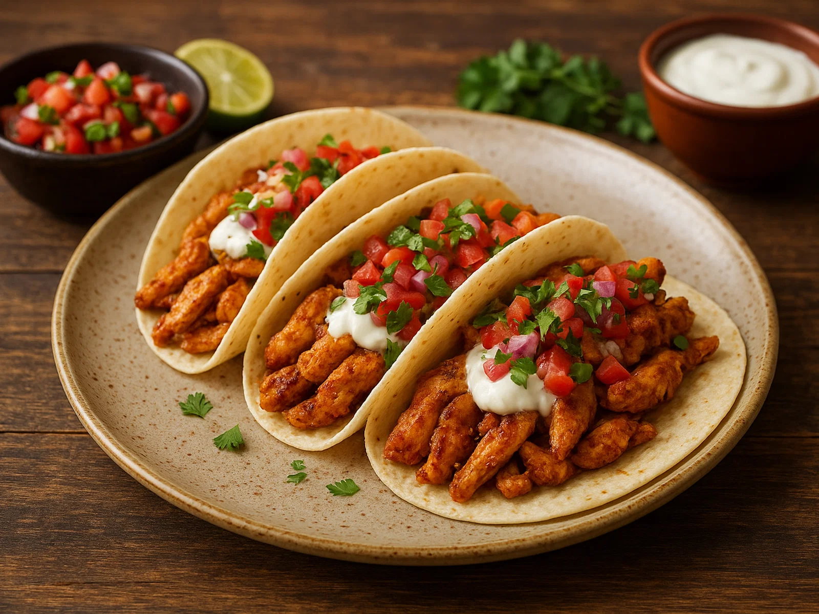 Hühnchen-Tacos mit frischer Tomaten-Salsa