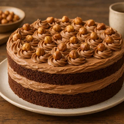 Nuss-Nougat-Torte mit Schokoladenbiskuit