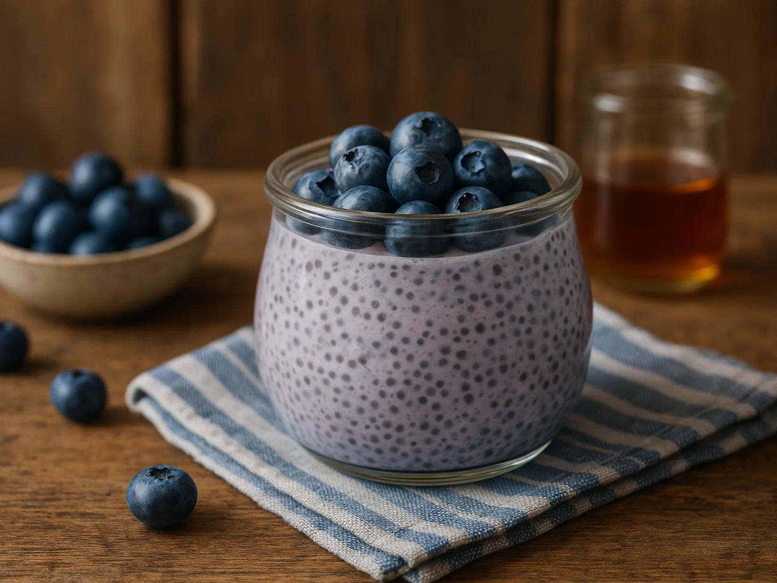 Blaubeer-Chia-Pudding mit Kokosmilch