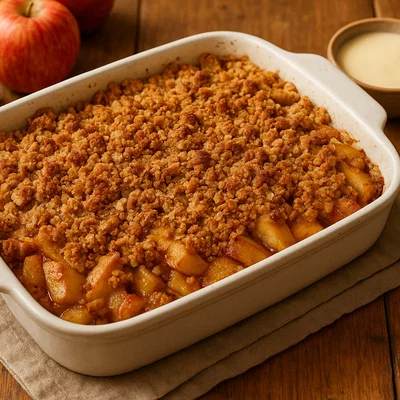 Apfel-Crumble-Auflauf mit Haferflocken und Zimt