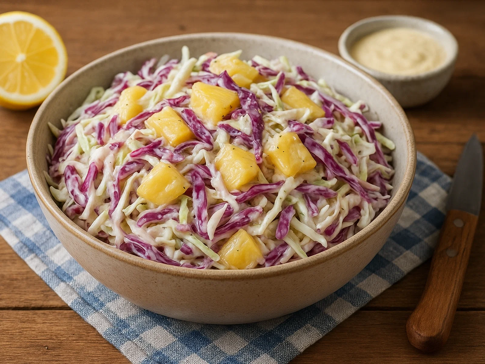 Coleslaw mit Ananas und Joghurtdressing