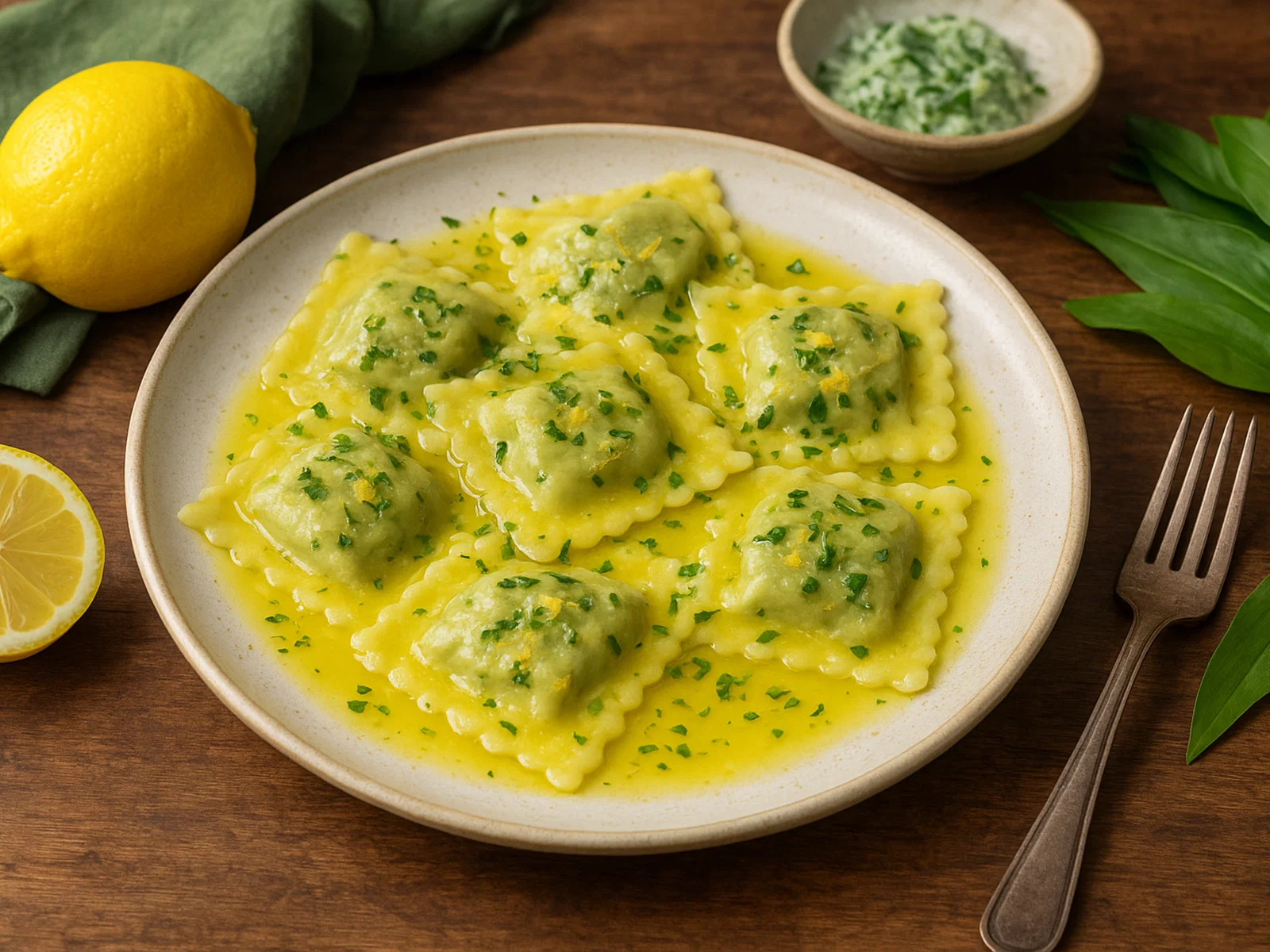 Bärlauch-Ravioli mit frischer Zitrussauce