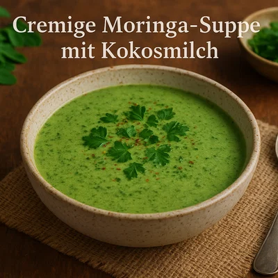 Cremige Moringa-Suppe mit Kokosmilch