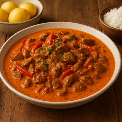 Fekei – geschmortes Rindfleisch in pikanter Paprika-Sahnesauce