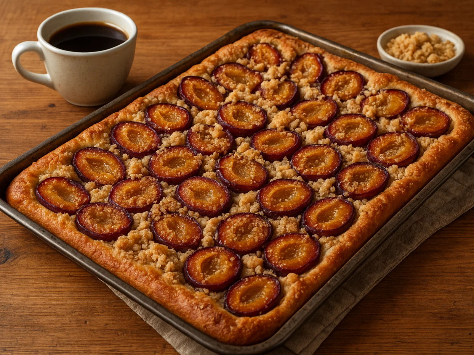 Klassischer deutscher Pflaumenkuchen vom Blech