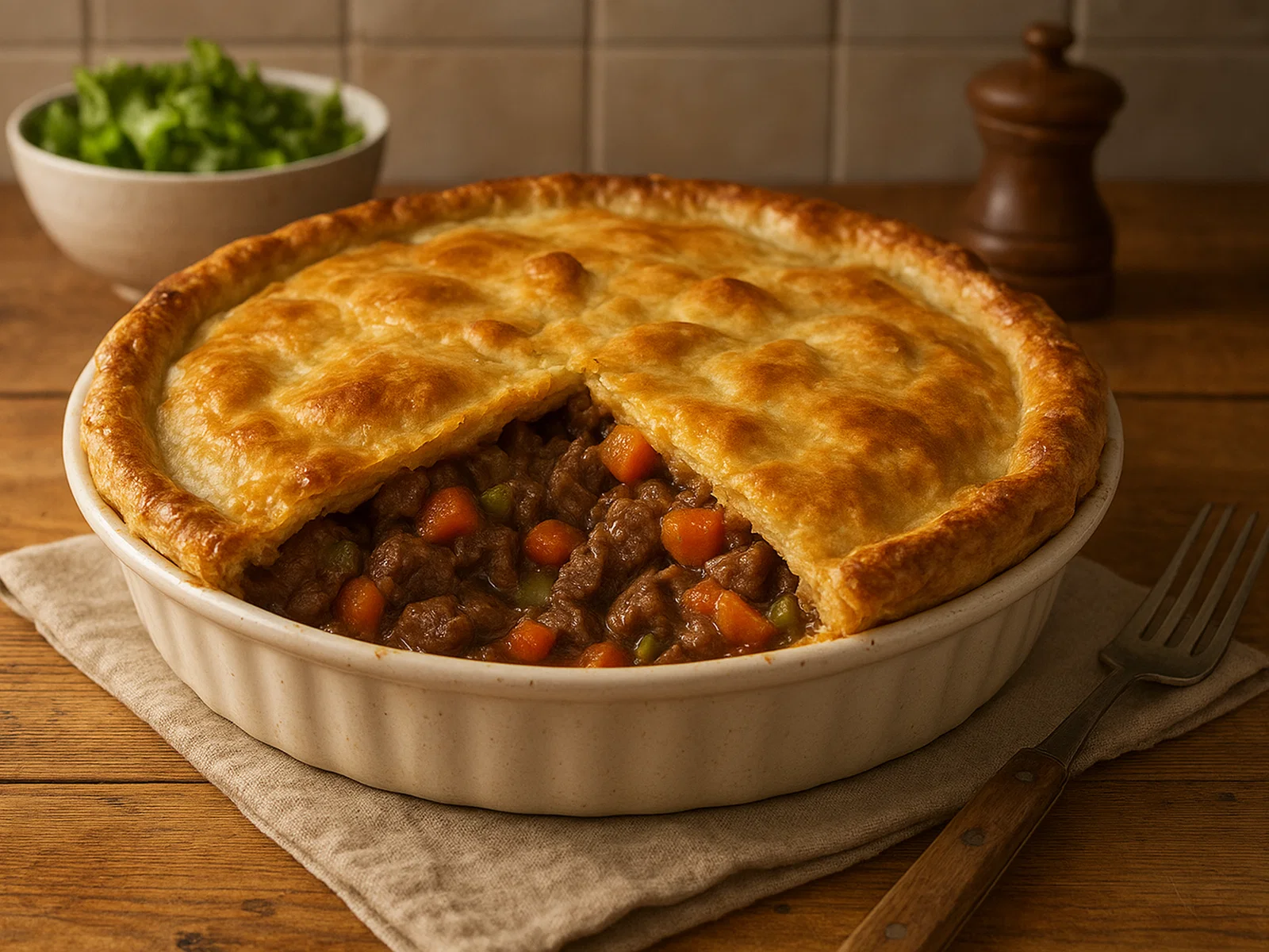 Mudda's Pie – Herzhaftes Rindfleisch-Gemüse-Pie mit knuspriger Kruste