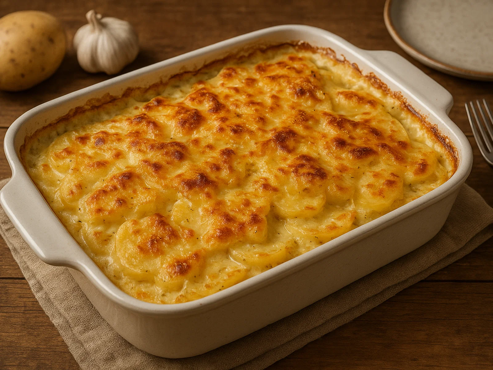Kartoffelgratin mit Käse überbacken