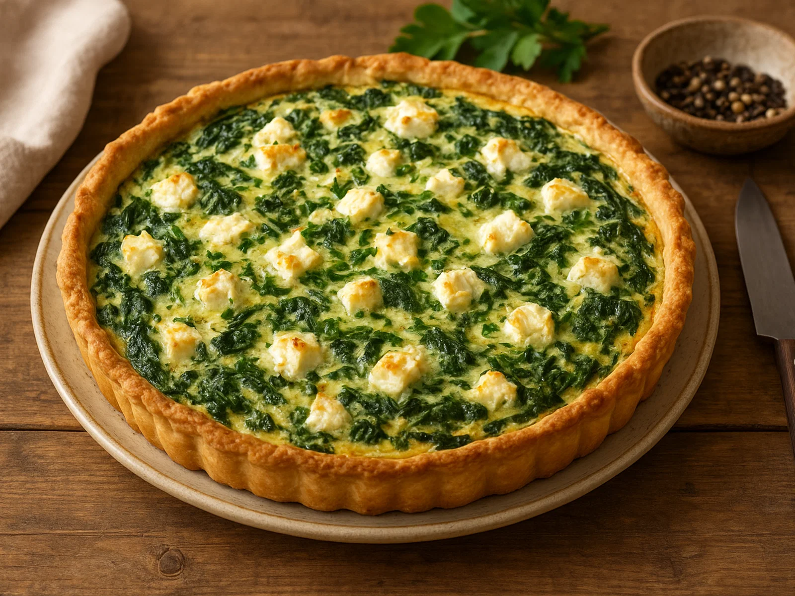 Herzhafte Quiche mit Spinat und Feta
