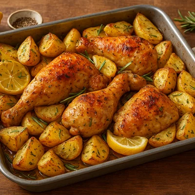 Zitronen-Knoblauch-Hähnchen mit Rosmarinkartoffeln