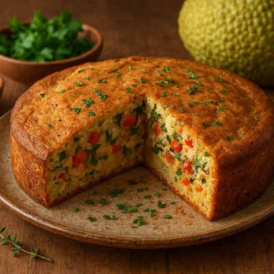 Herzhafter Brotfruchtkuchen mit Kräutern und Gewürzen