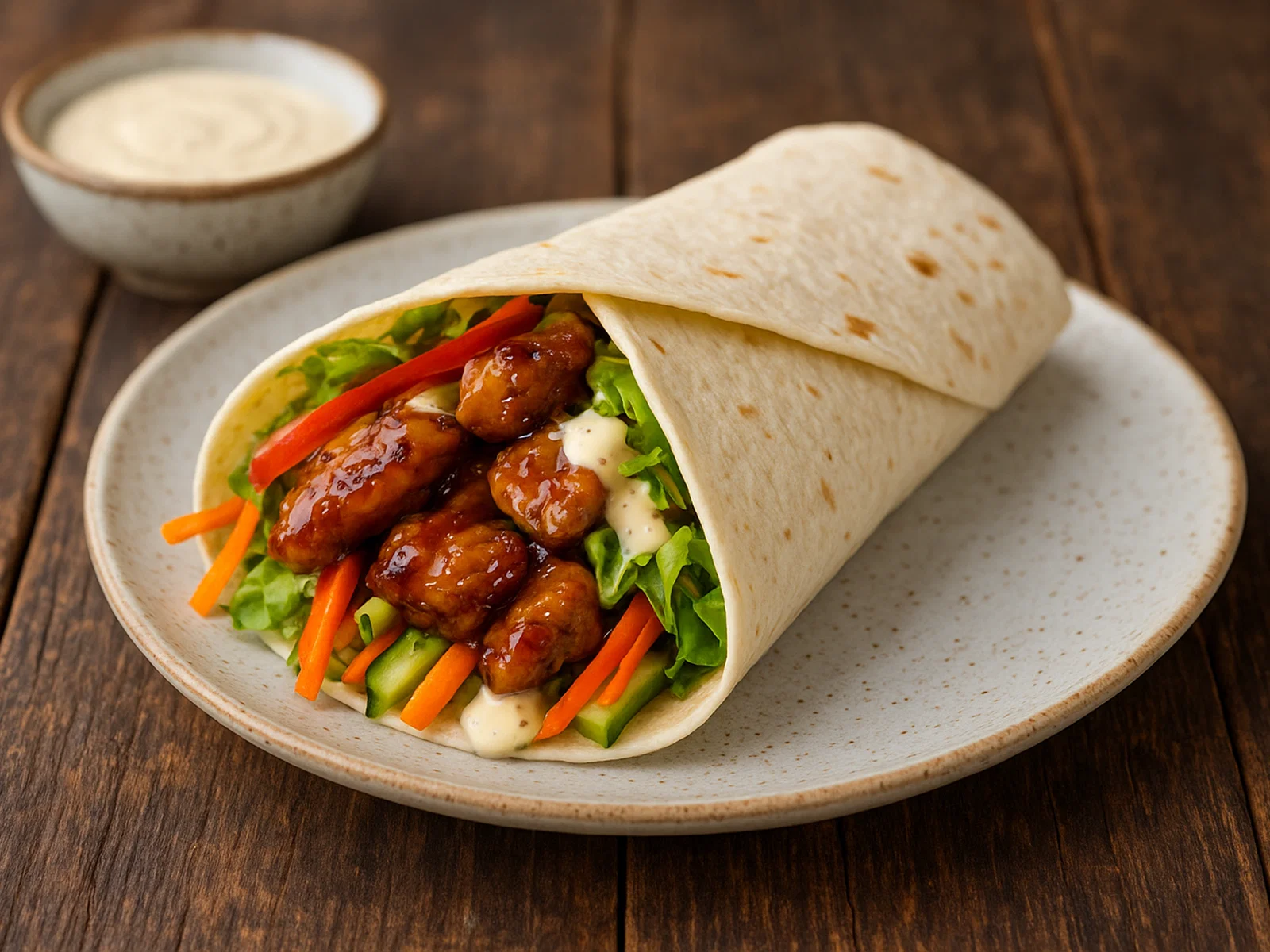 Asiatischer Teriyaki-Hühnchen-Wrap