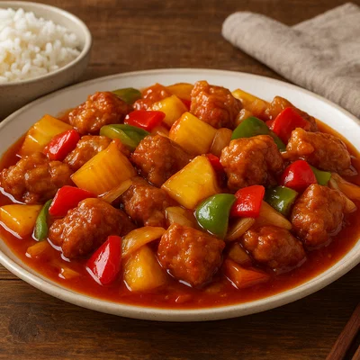 Schweinefleisch süß-sauer mit Ananas und Paprika
