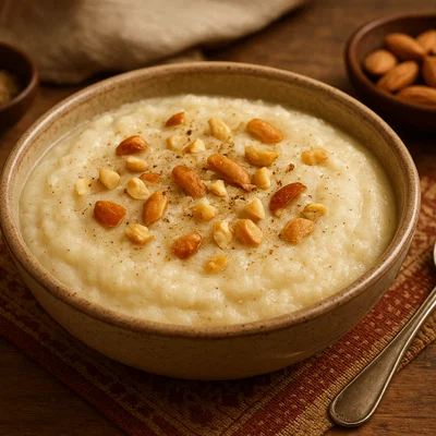 Grieß-Xalwa (Halwa) mit Kardamom und Nüssen