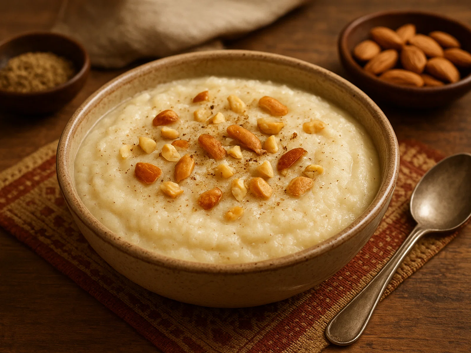 Grieß-Xalwa (Halwa) mit Kardamom und Nüssen
