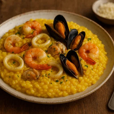 Risotto mit Safran und Meeresfrüchten