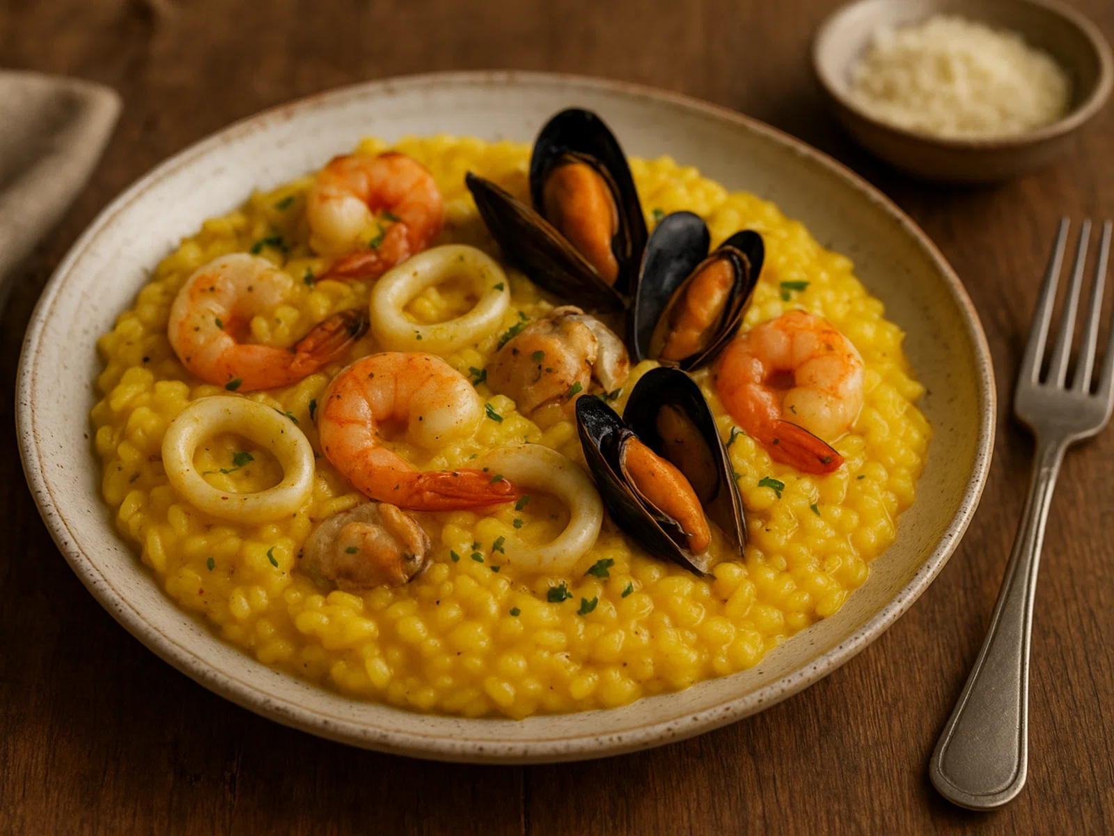 Risotto mit Safran und Meeresfrüchten