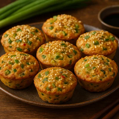 Asiatische Lauchzwiebel-Muffins mit Sesam