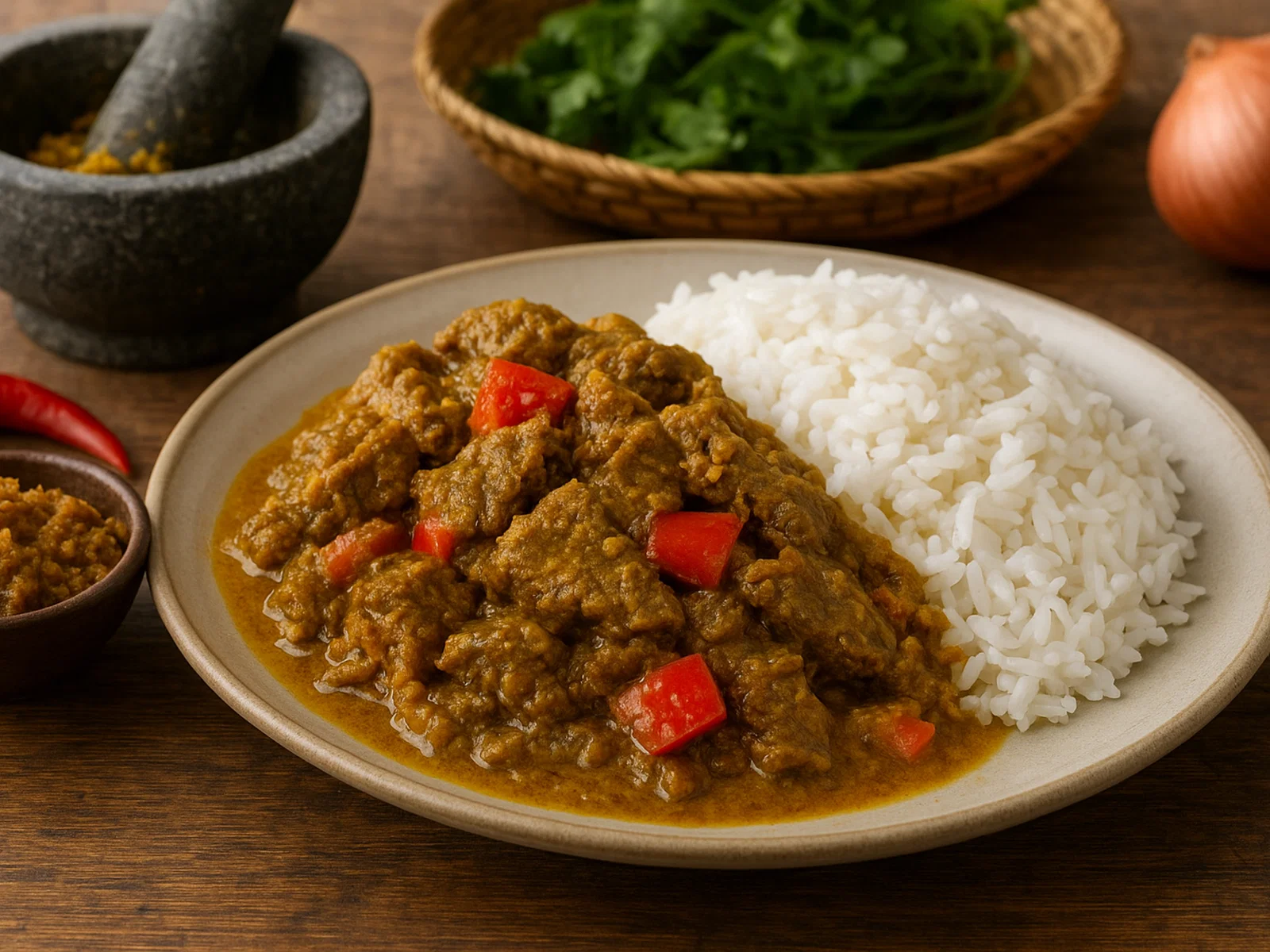 Cha Kroeung Sach Ko – Gebratenes Rindfleisch mit Kroeung-Paste