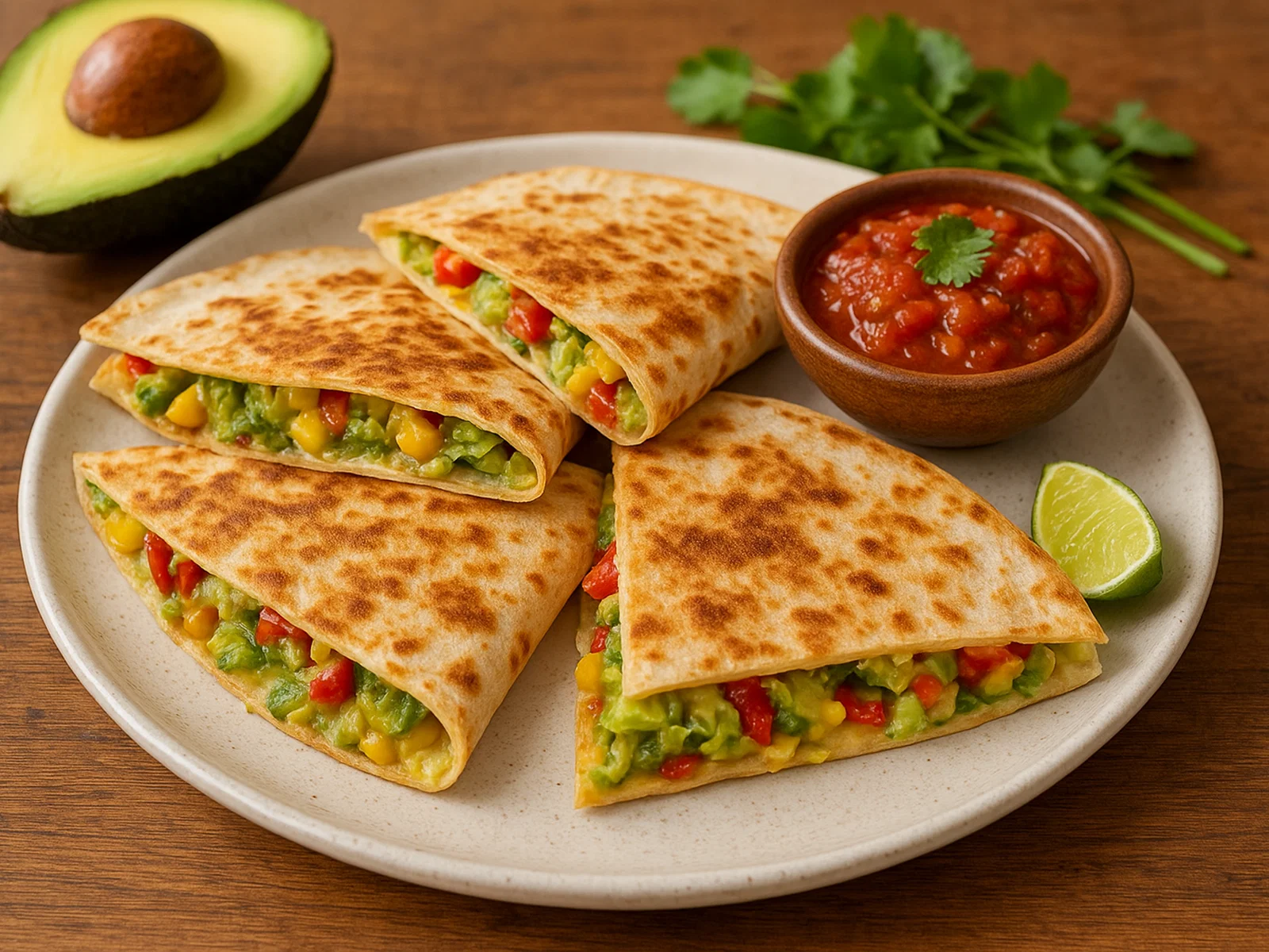 Vegetarische Quesadillas mit Avocado
