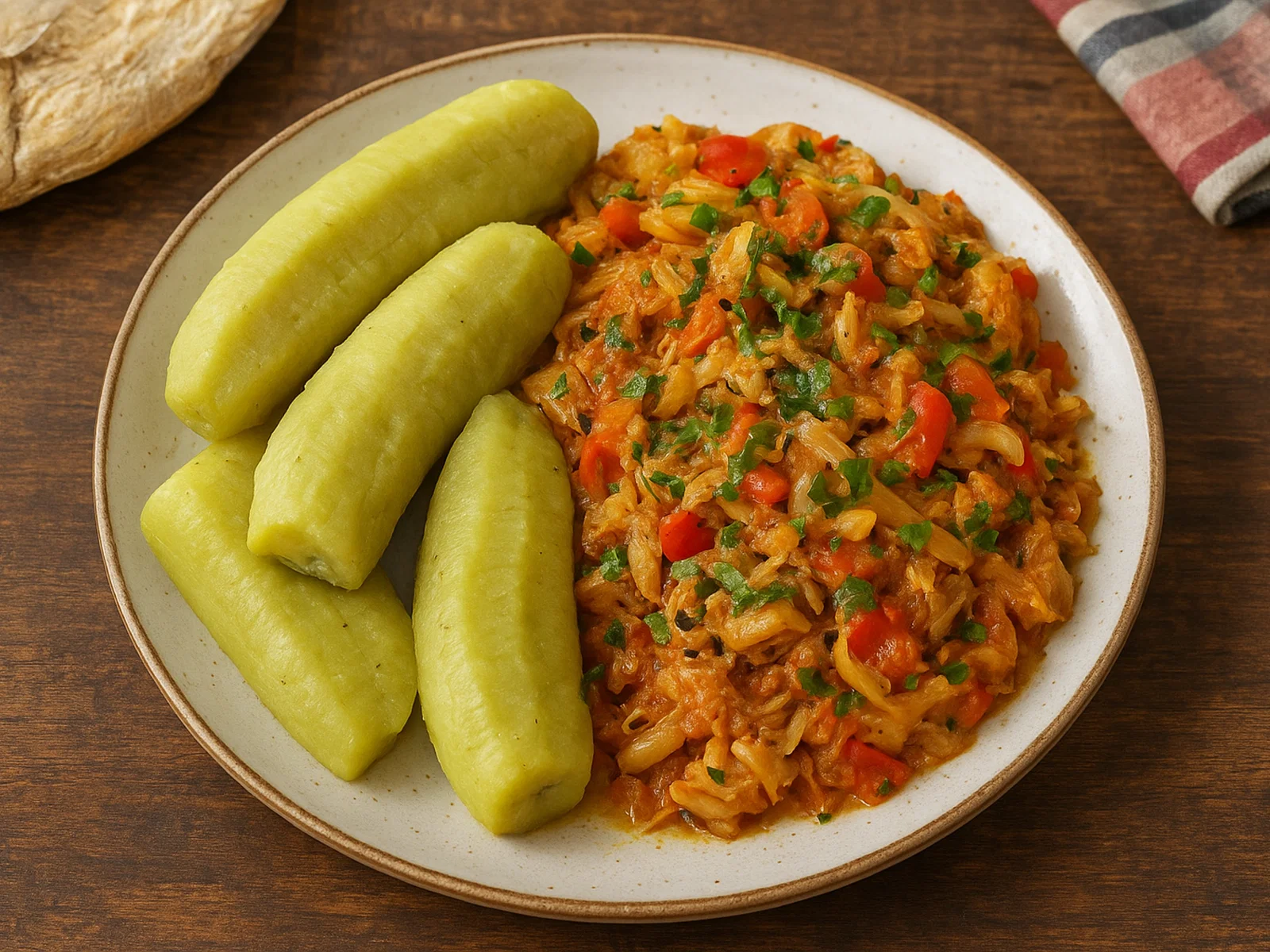 Green Fig and Saltfish (Grüne Kochbananen mit Salzfisch)