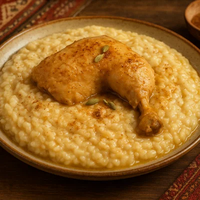 Cremiger saudischer Saleeg mit Huhn