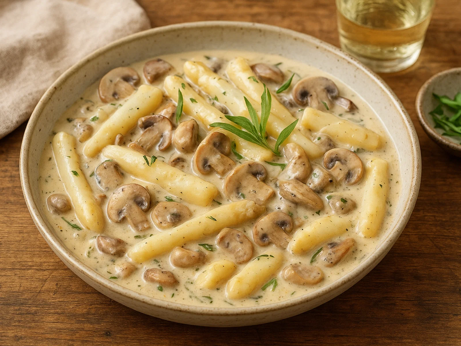 Spargelragout mit Pilzen und Estragon