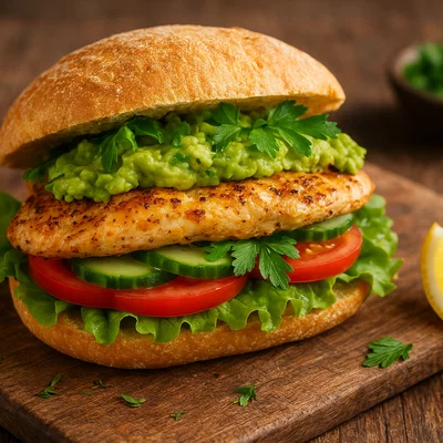 Avocado-Huhn-Sandwich mit frischen Kräutern