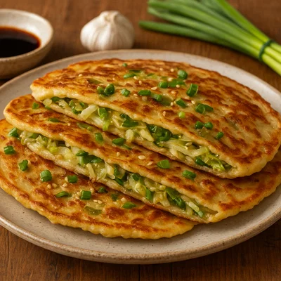 Chinakohl-Pfannkuchen mit Frühlingszwiebeln