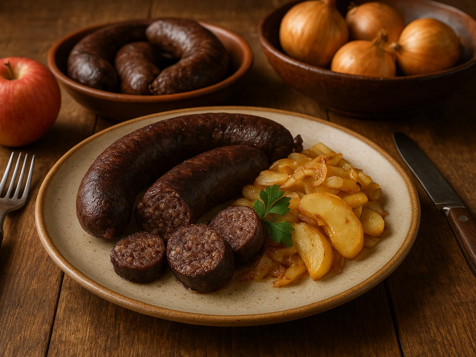Hausgemachte Kaszanka (polnische Buchweizen-Blutwurst)