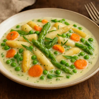 Spargelragout mit Frühlingsgemüse und Estragon