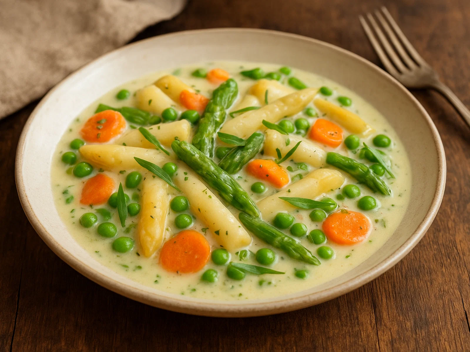 Spargelragout mit Frühlingsgemüse und Estragon
